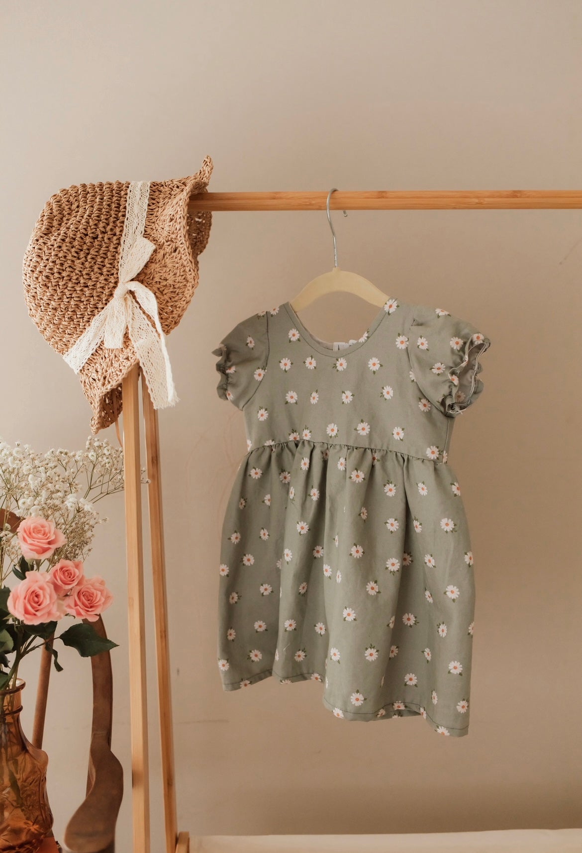 Sage Green and Daisies Dress